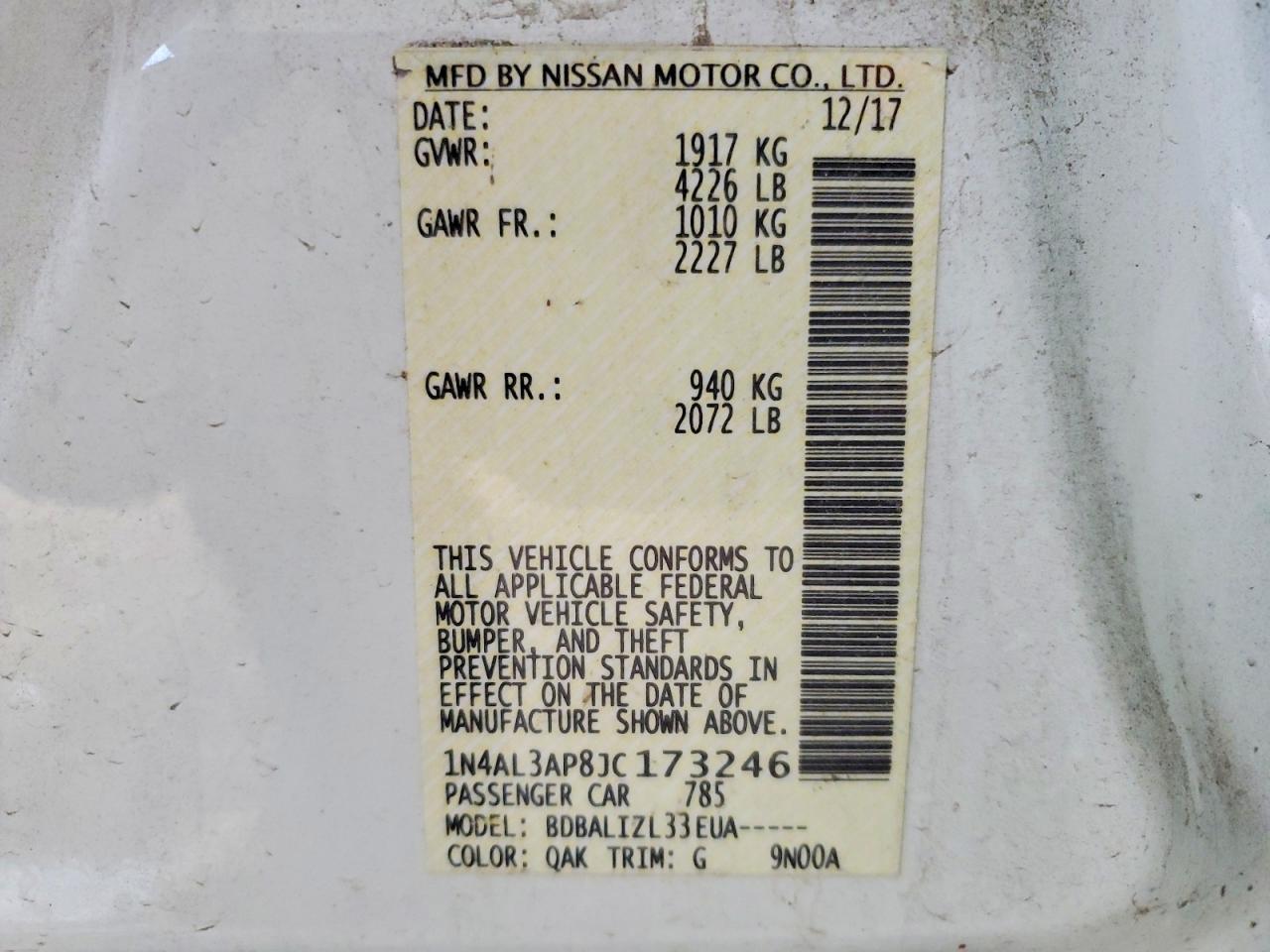 2018 NISSAN ALTIMA