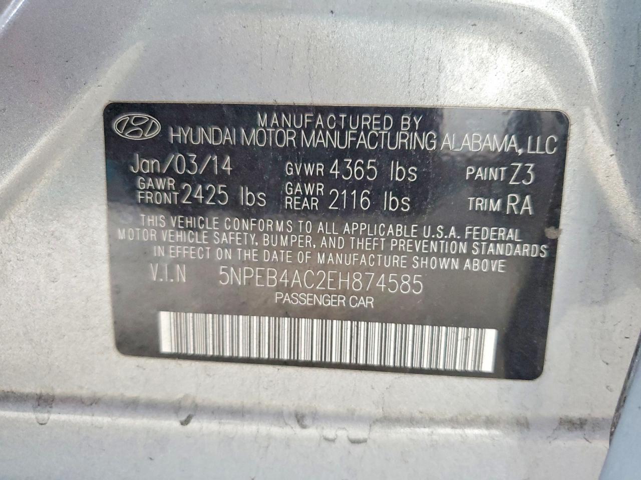 2014 HYUNDAI SONATA