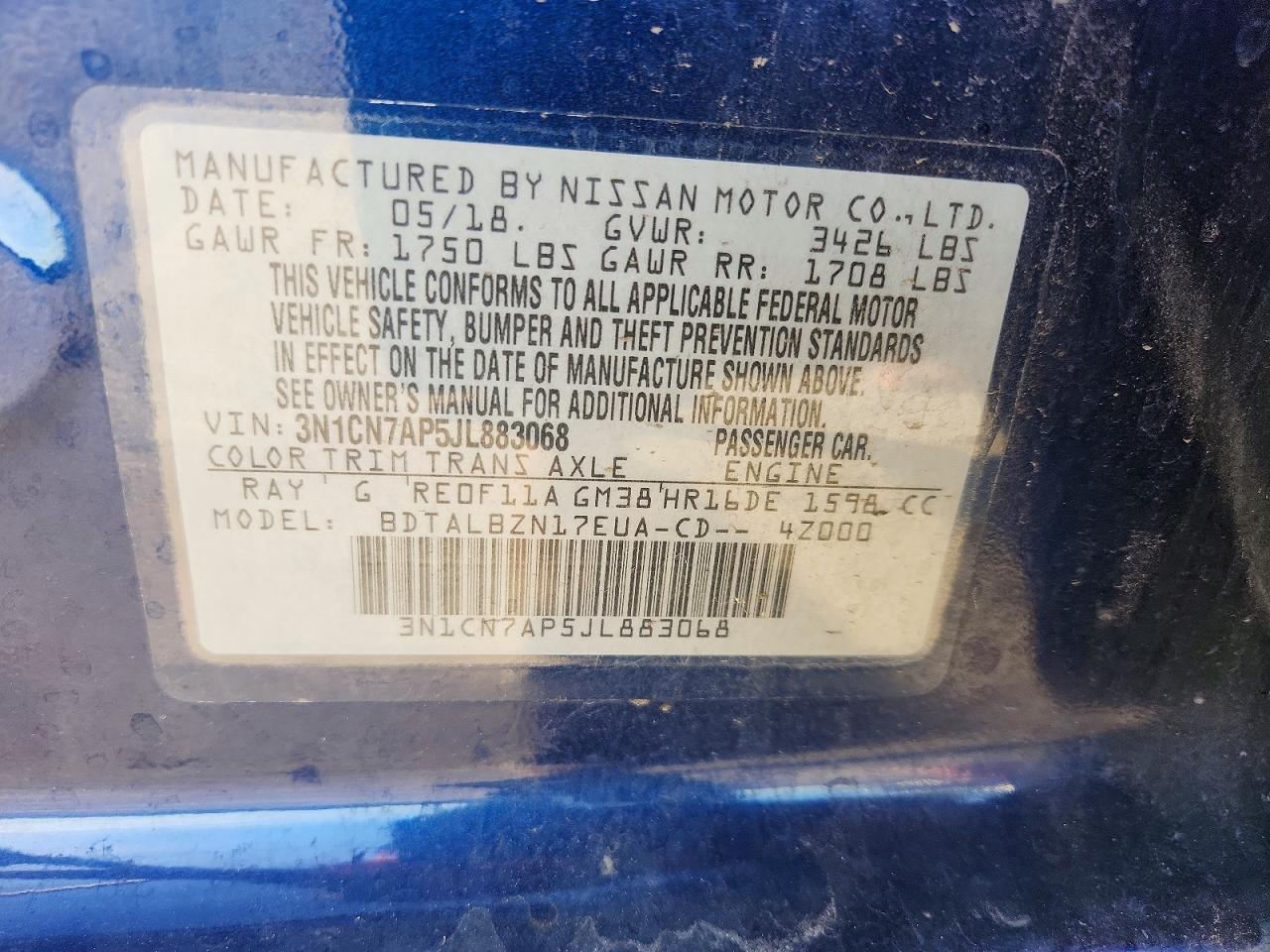 2018 NISSAN VERSA