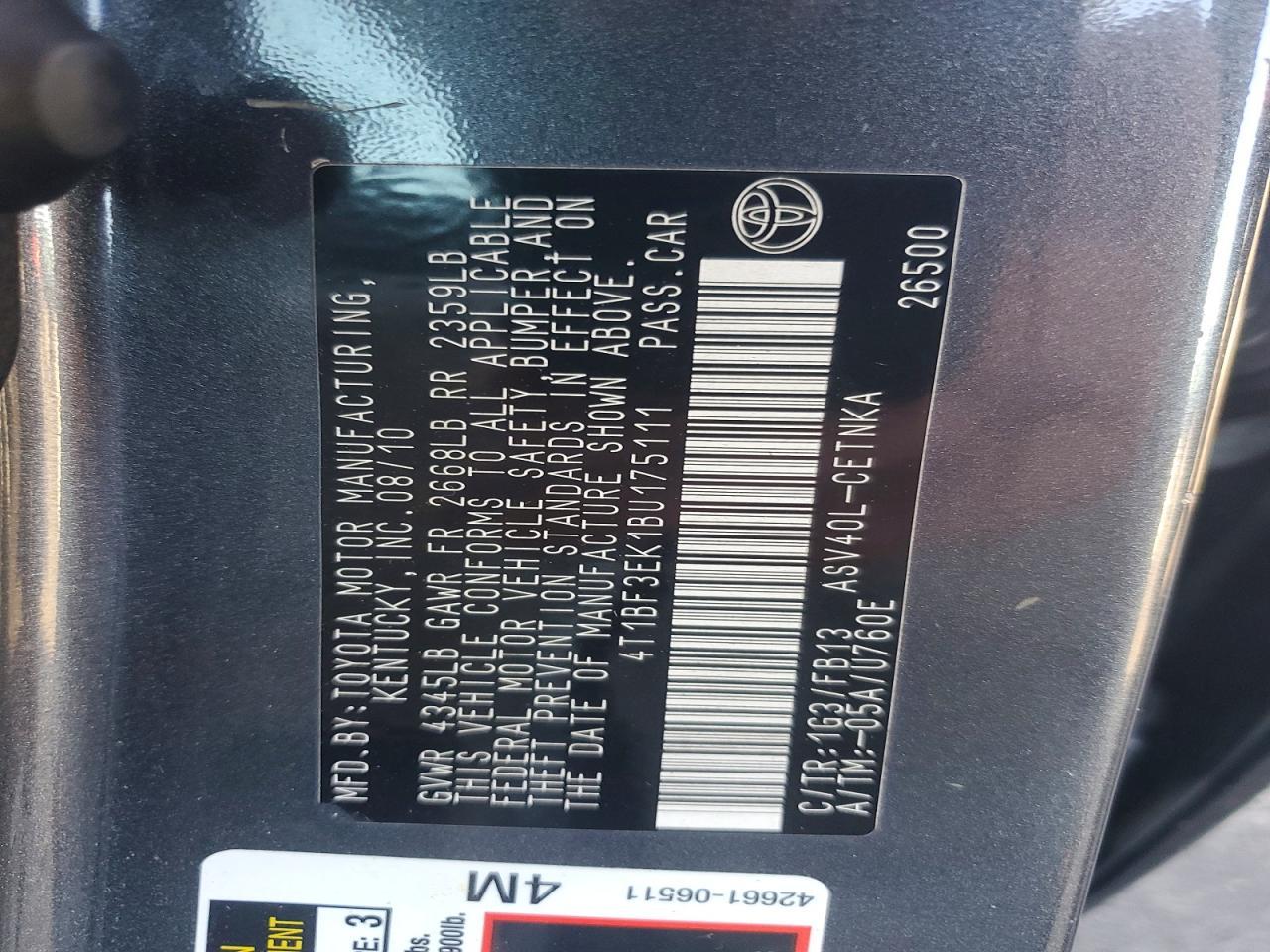 2011 TOYOTA CAMRY