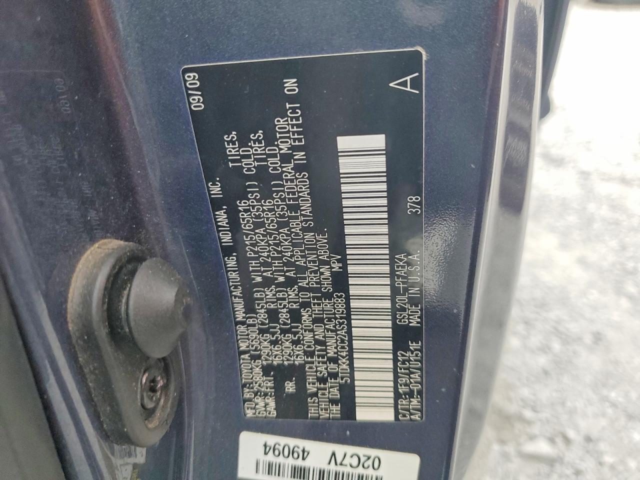 2010 TOYOTA SIENNA