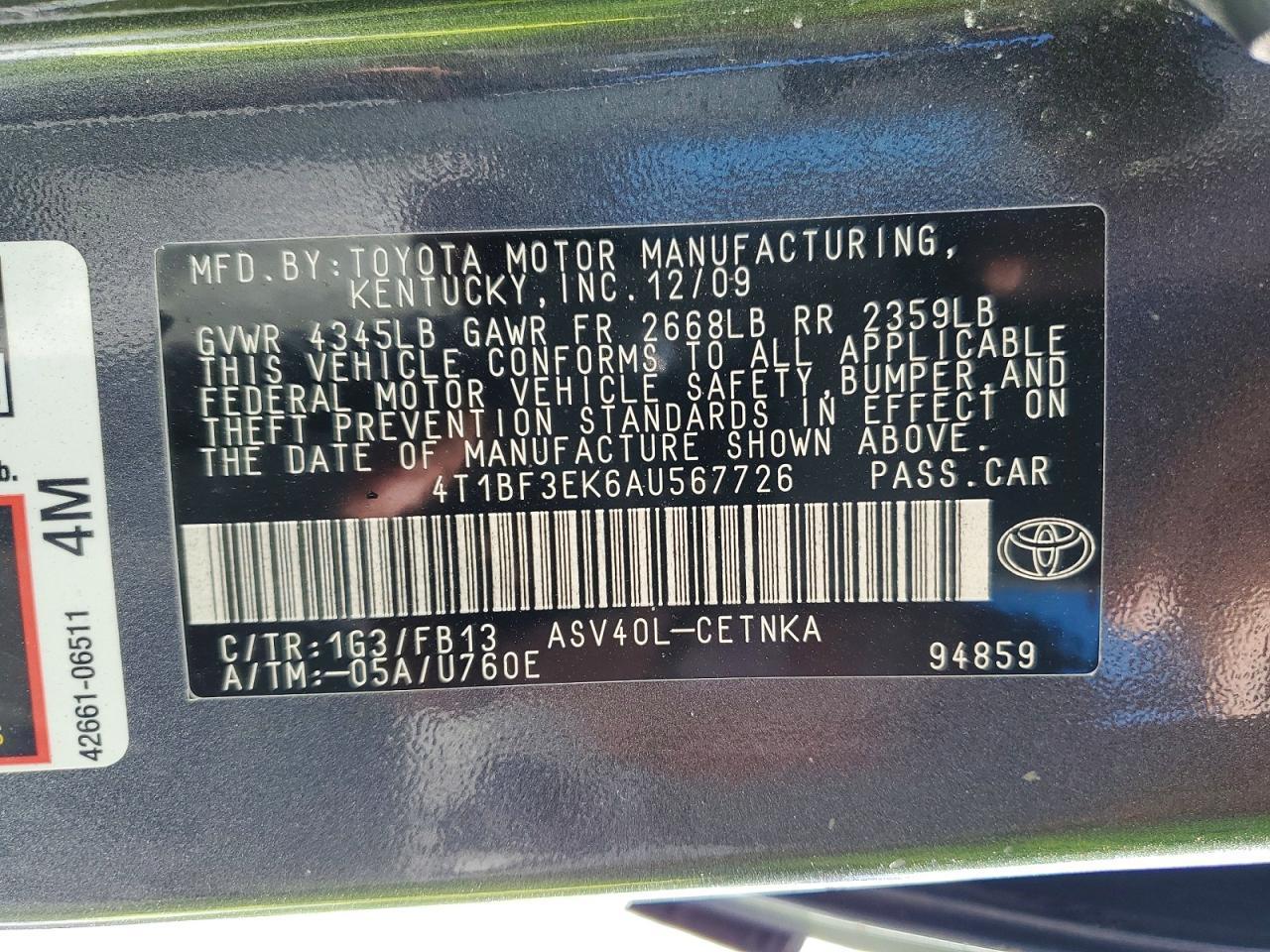 2010 TOYOTA CAMRY