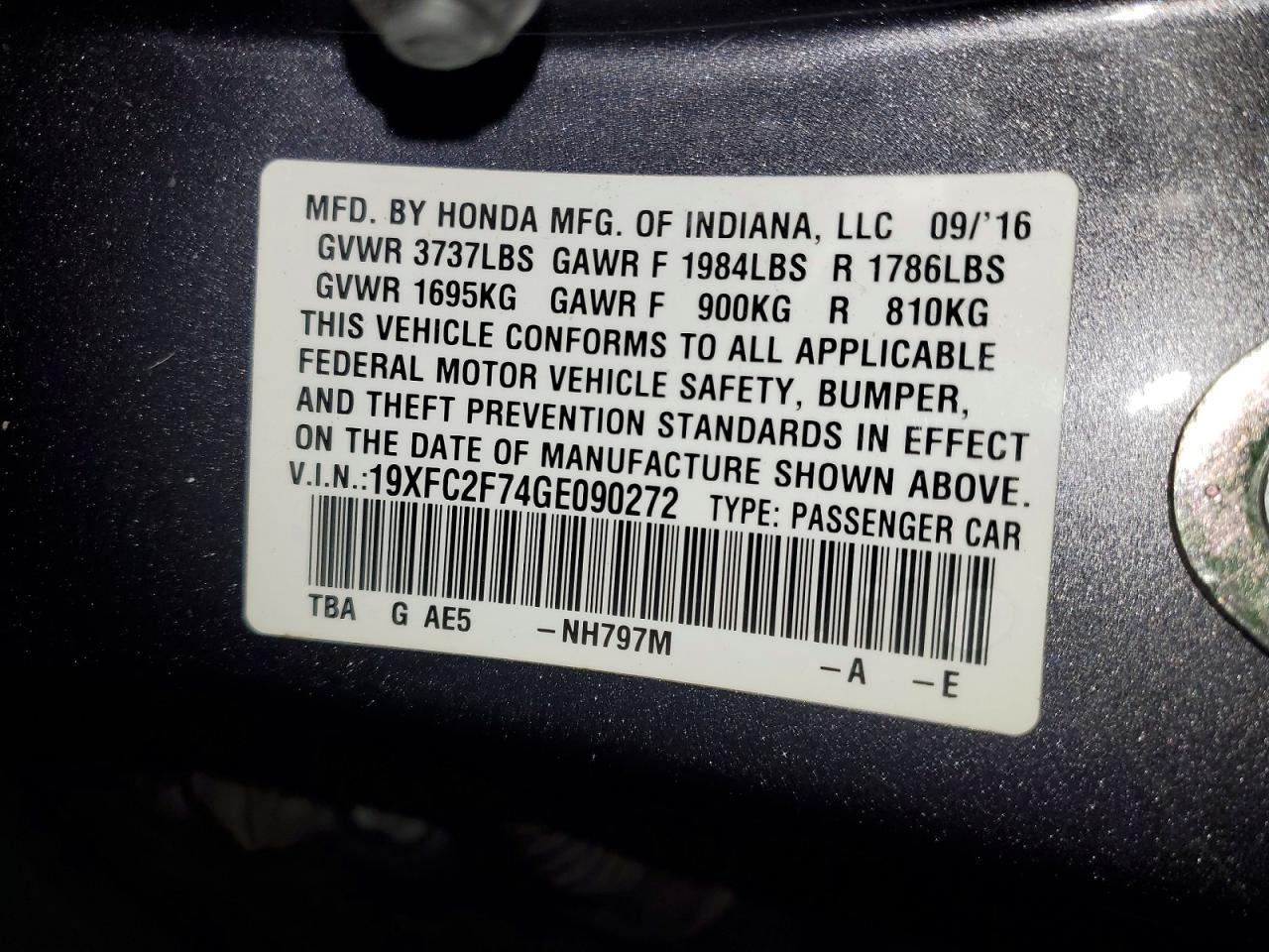 2016 HONDA CIVIC