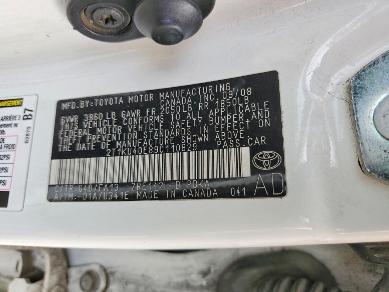 2009 TOYOTA COROLLA