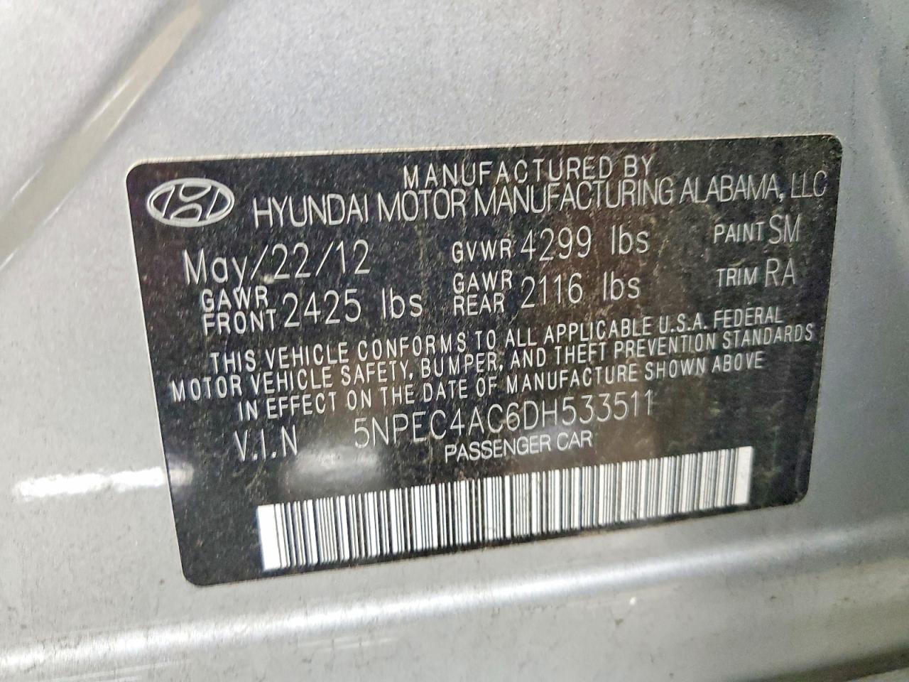 2013 HYUNDAI SONATA