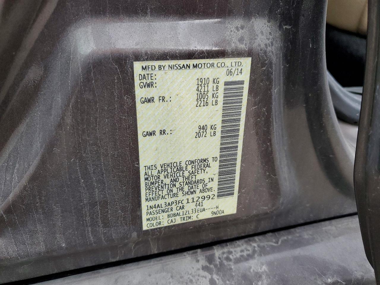 2015 NISSAN ALTIMA
