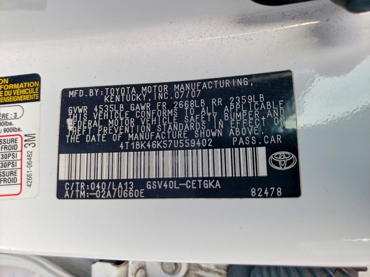 2007 TOYOTA CAMRY
