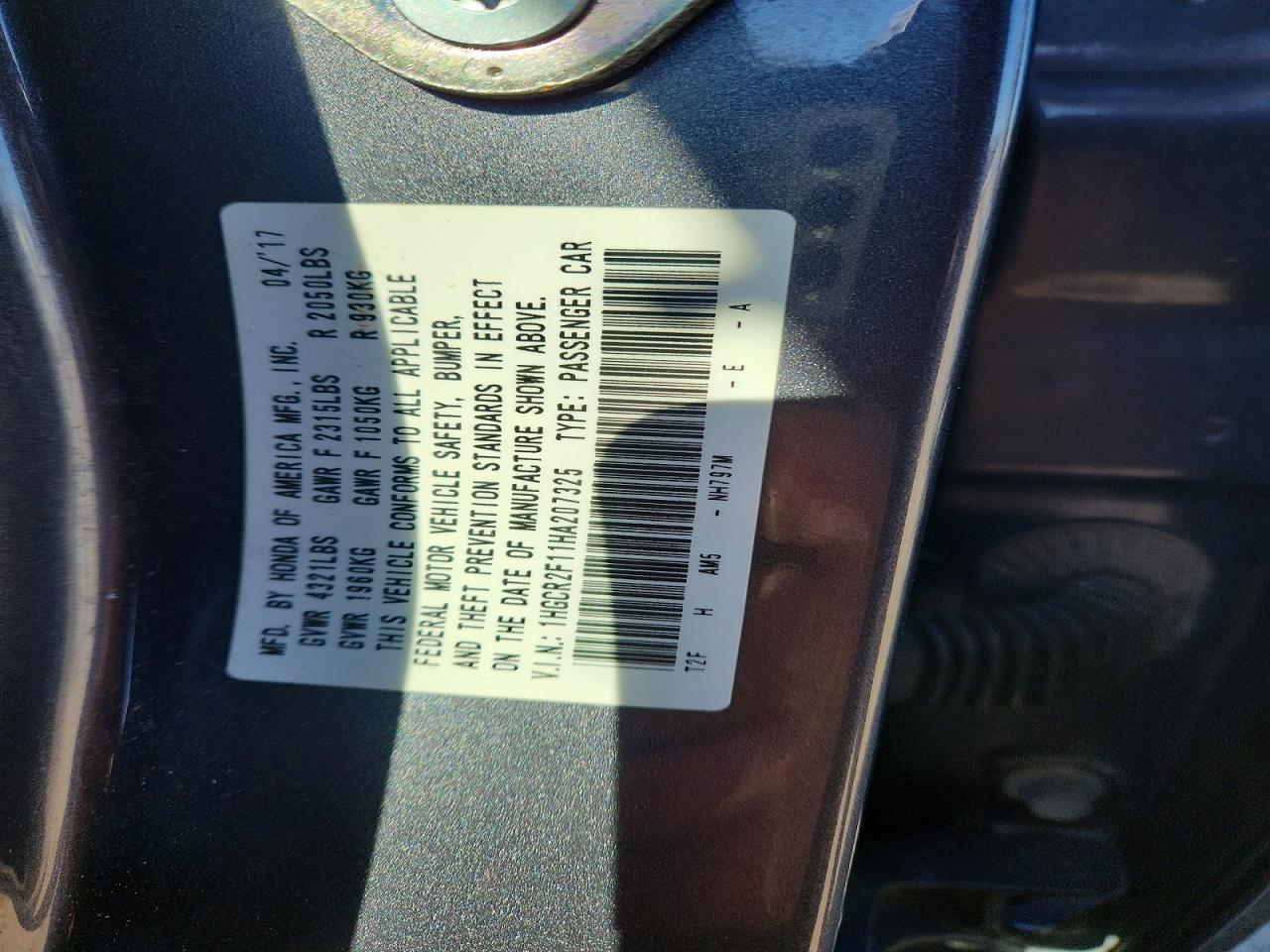 2017 HONDA ACCORD