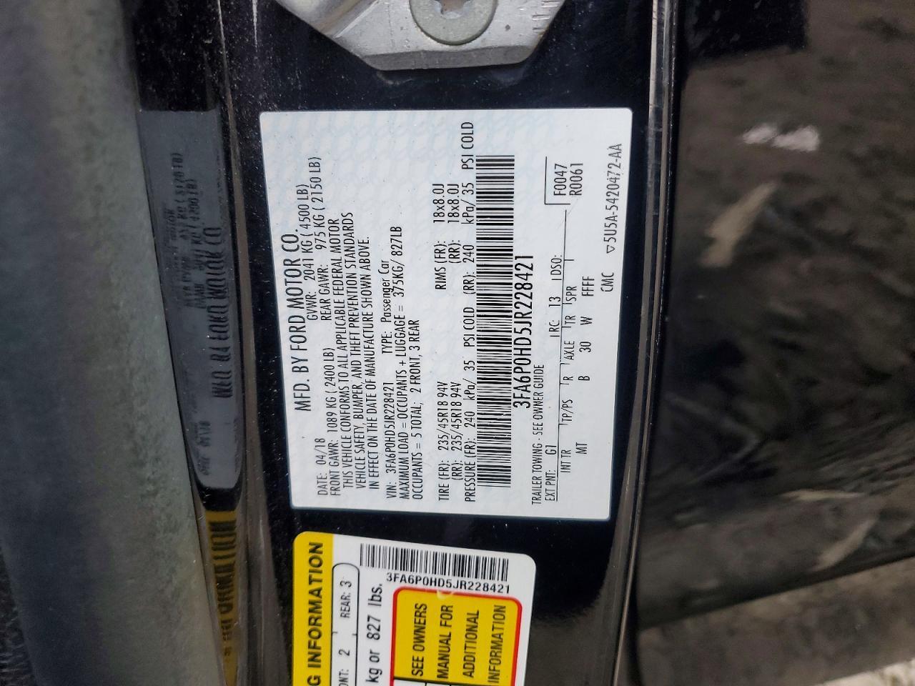 2018 FORD FUSION