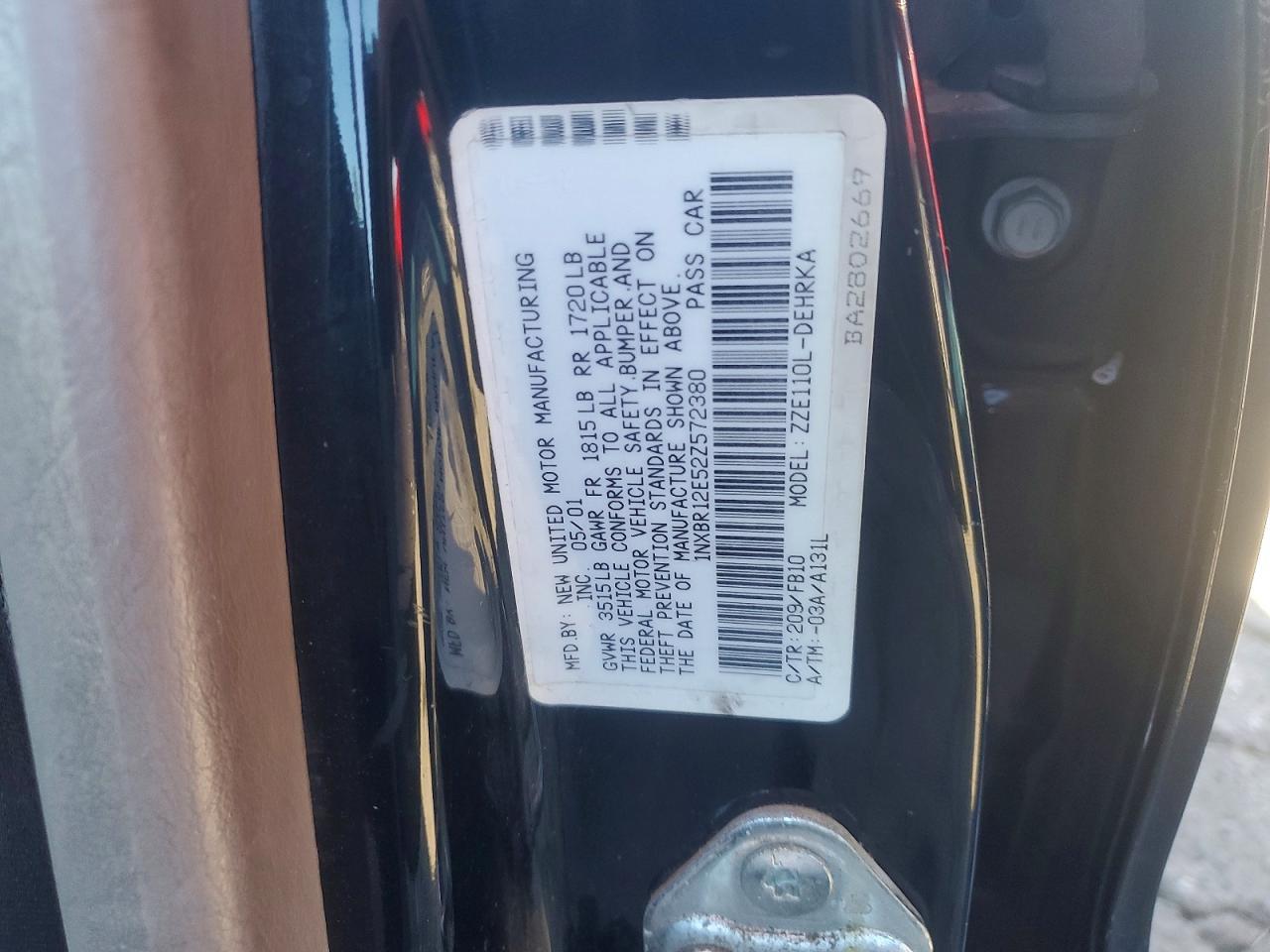 2002 TOYOTA COROLLA