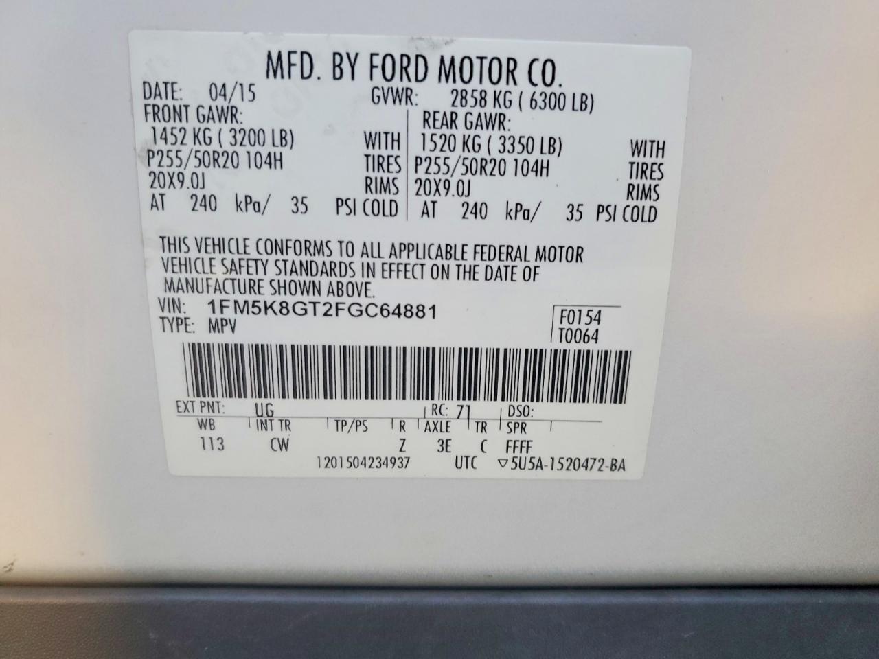 2015 FORD Explorer Sport Trac