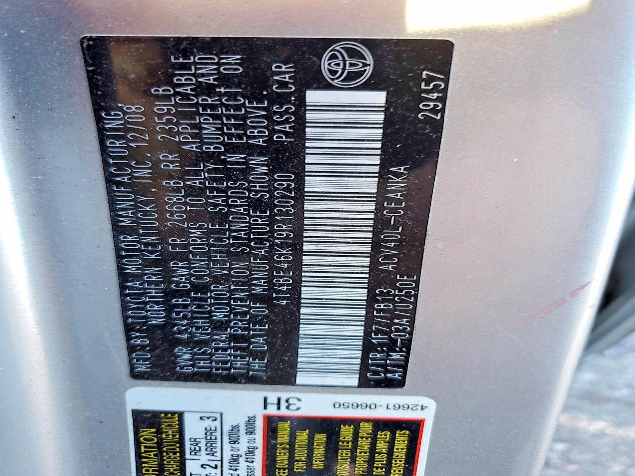 2009 TOYOTA CAMRY