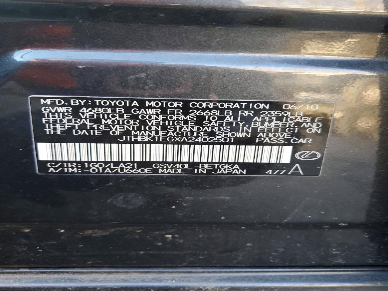 2010 LEXUS ES 350