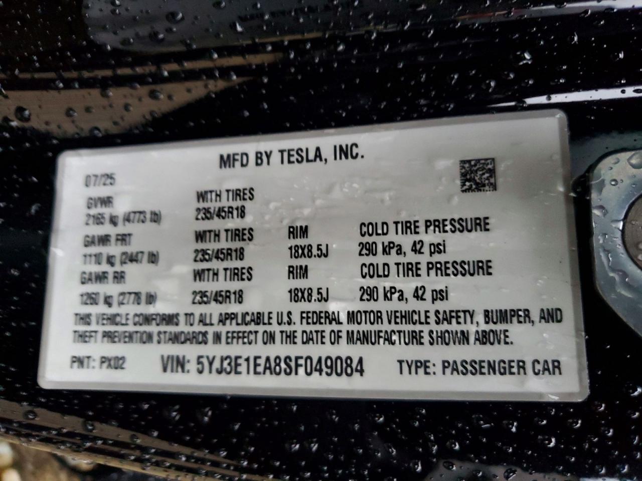 2025 TESLA MODEL 3