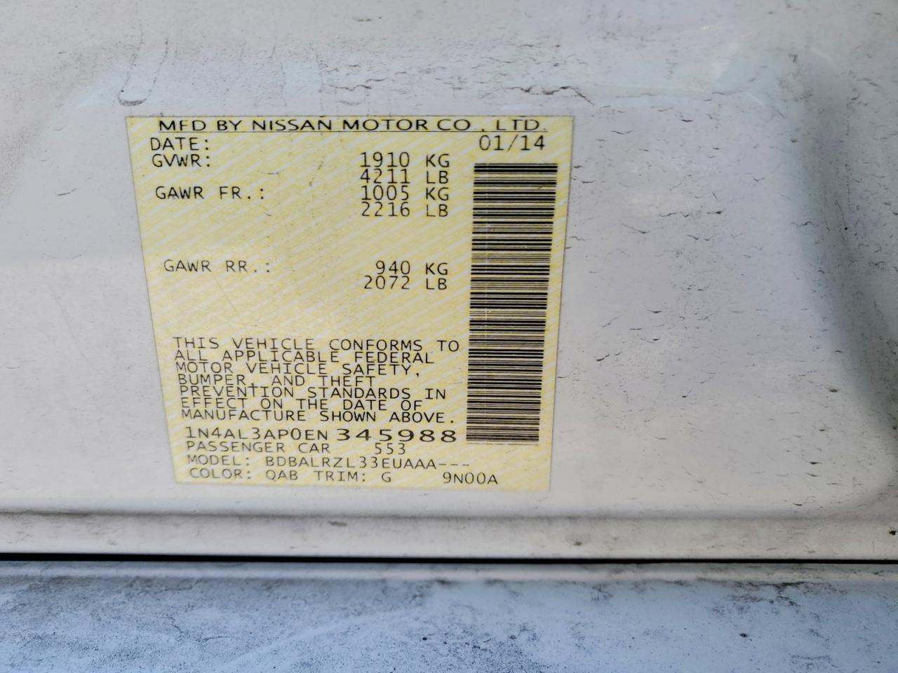 2014 NISSAN ALTIMA