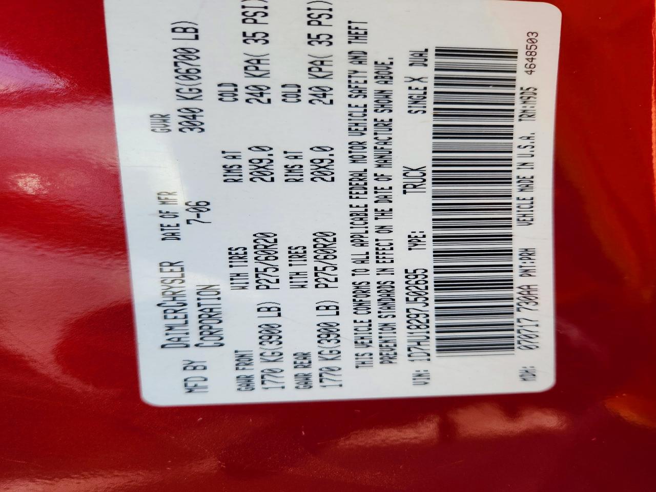 2007 DODGE RAM 1500
