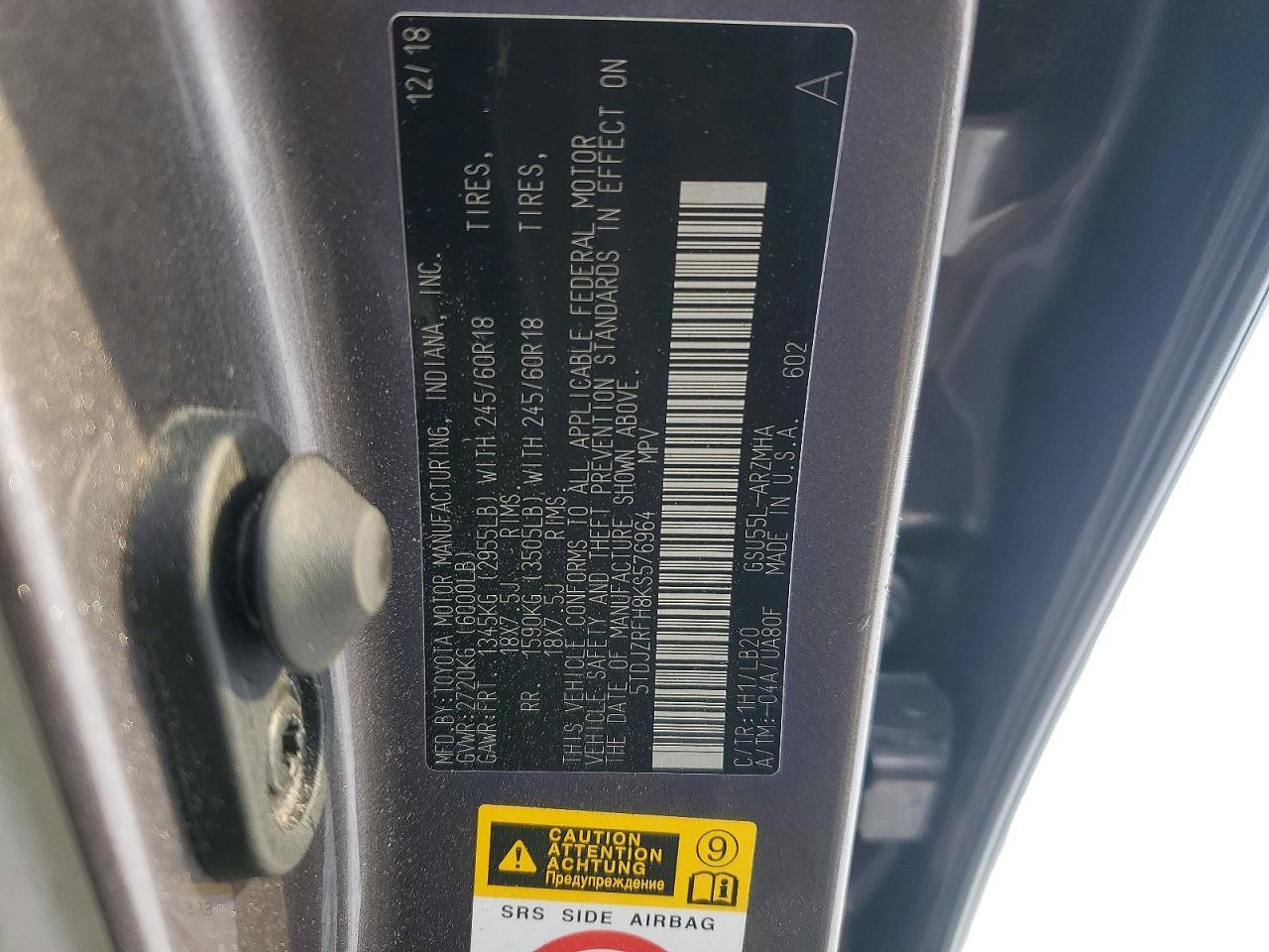 2019 TOYOTA HIGHLANDER