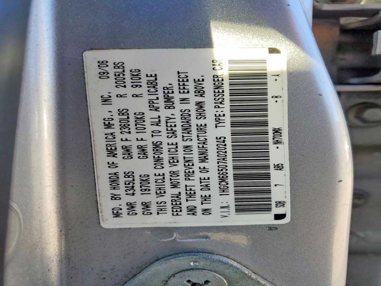 2007 HONDA ACCORD