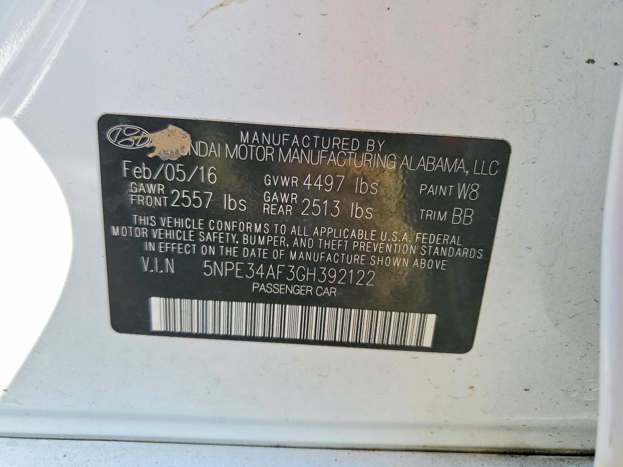 2016 HYUNDAI SONATA
