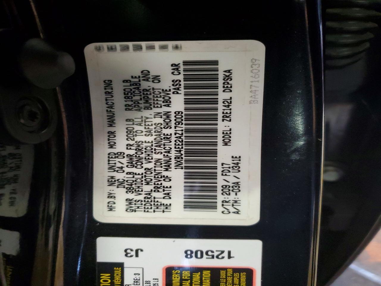 2010 TOYOTA COROLLA
