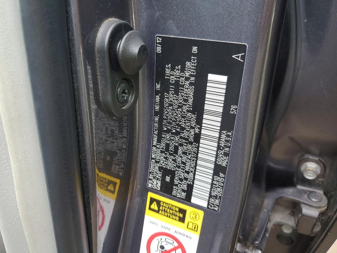 2012 TOYOTA HIGHLANDER