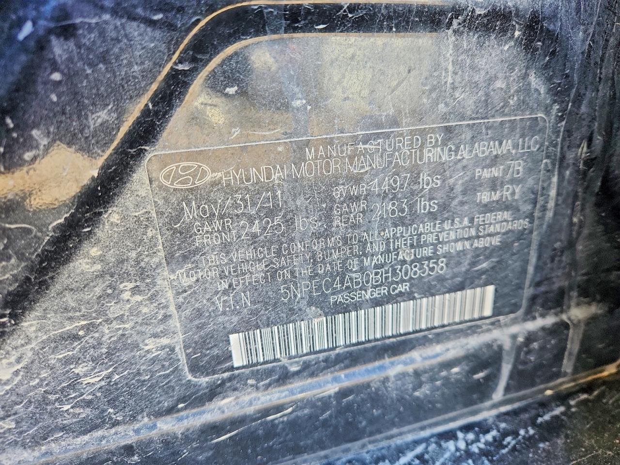 2011 HYUNDAI SONATA