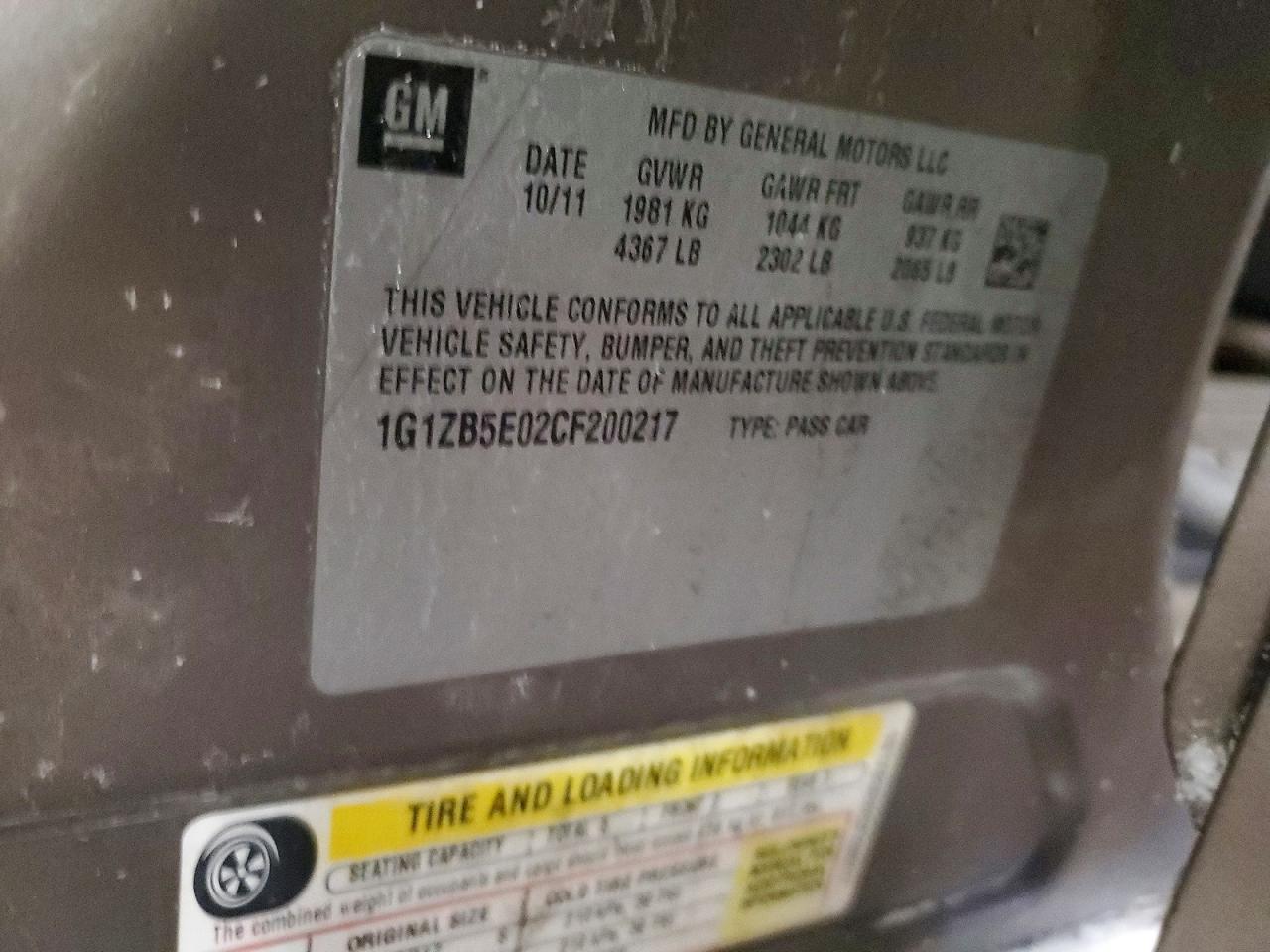 2012 CHEVROLET MALIBU