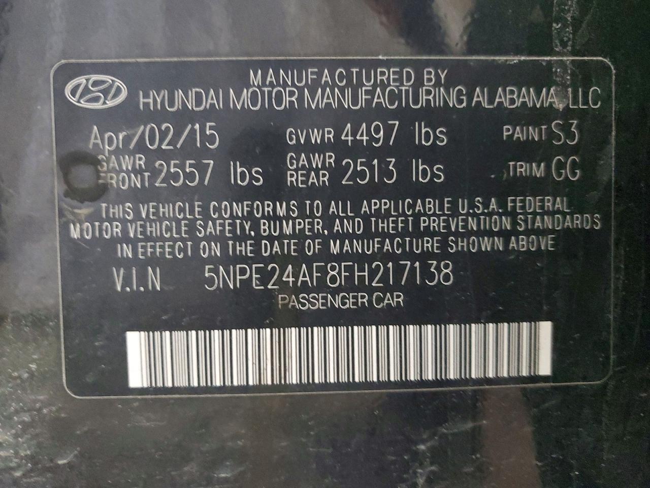 2015 HYUNDAI SONATA