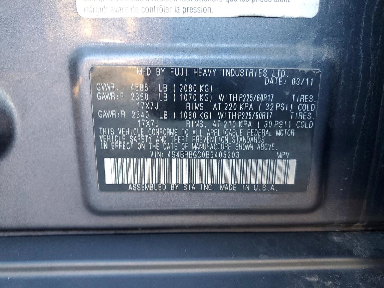 2011 SUBARU Outback
