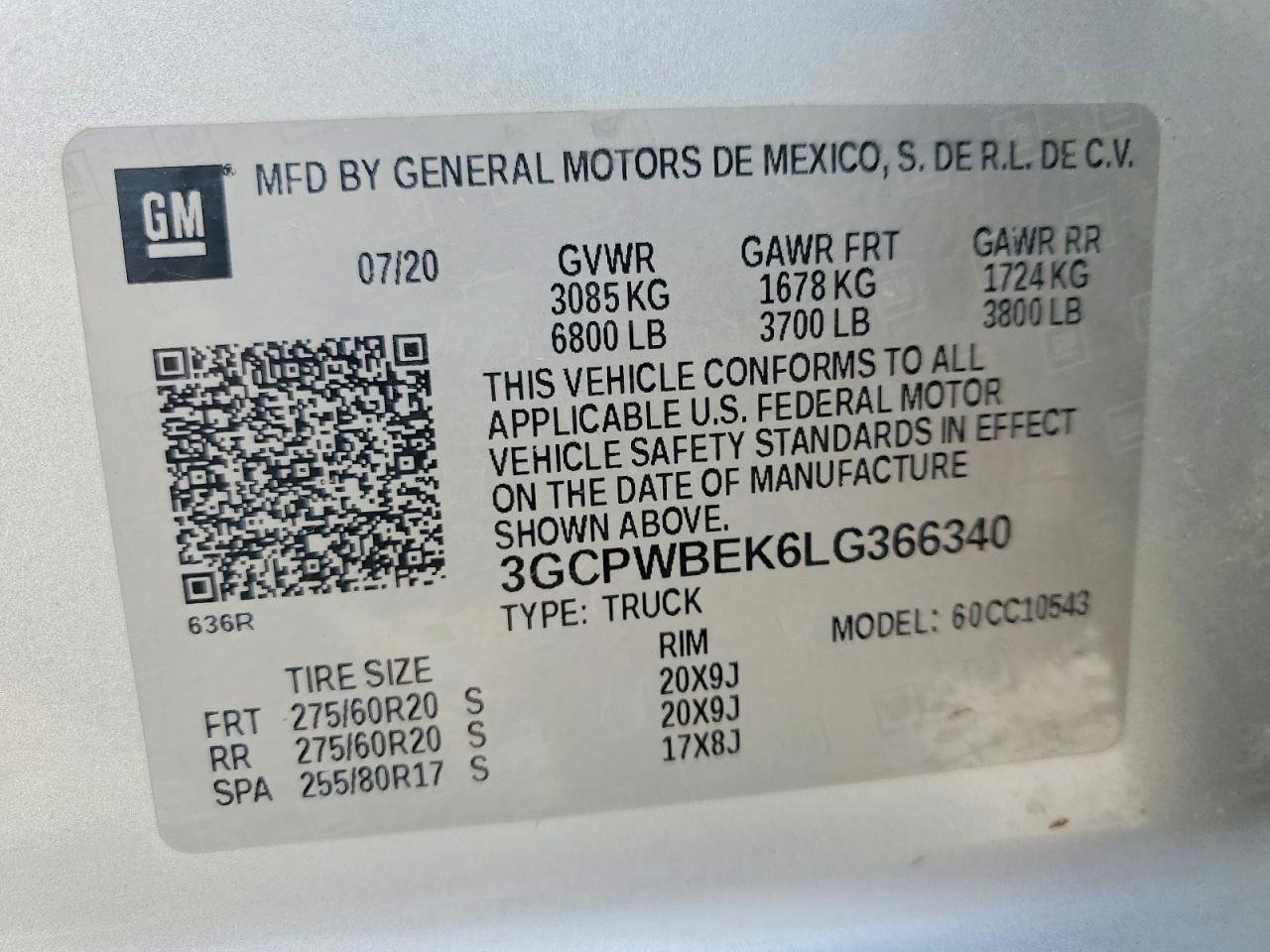 2020 CHEVROLET SILVERADO 1500