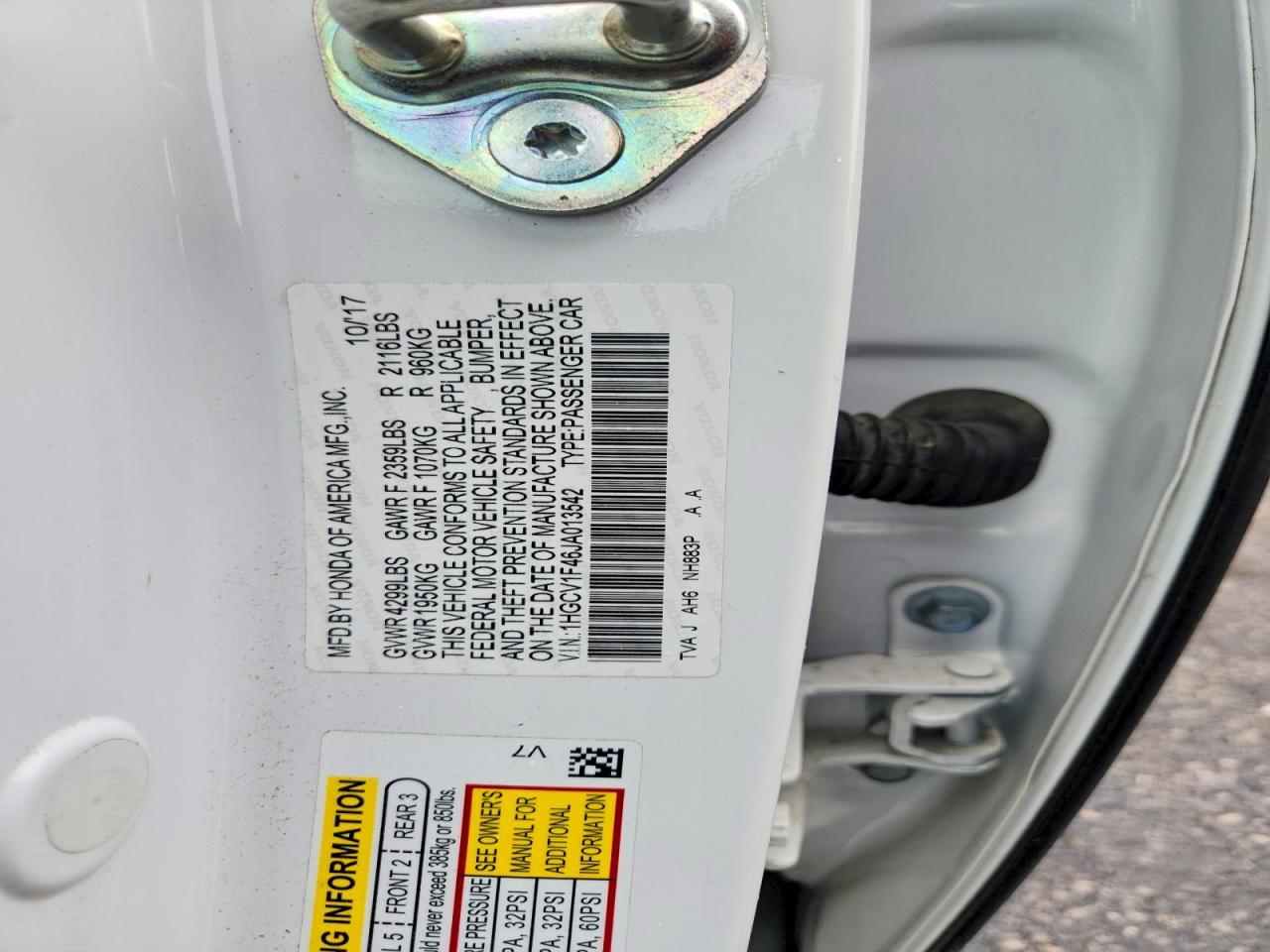 2018 HONDA ACCORD