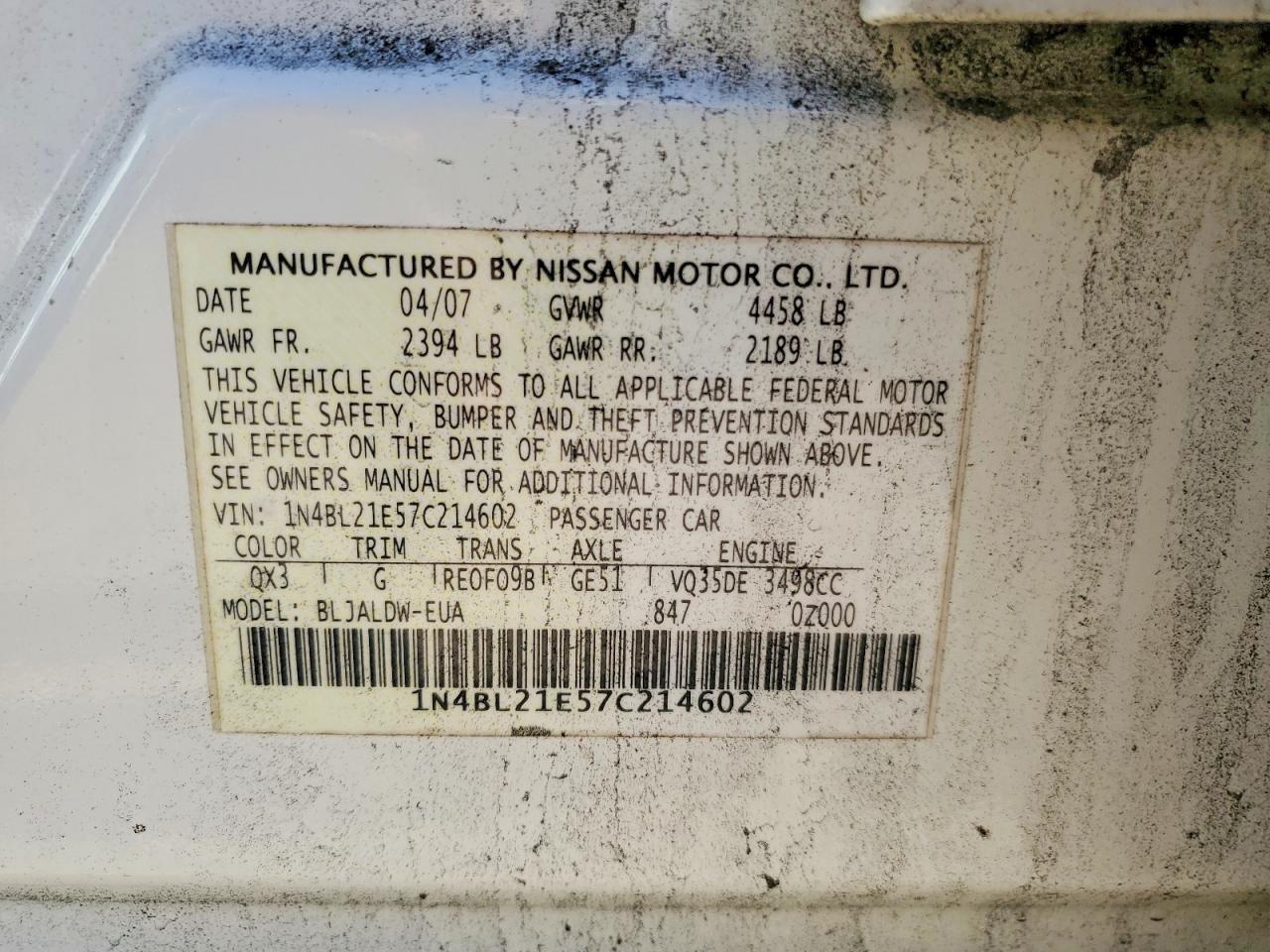 2007 NISSAN ALTIMA