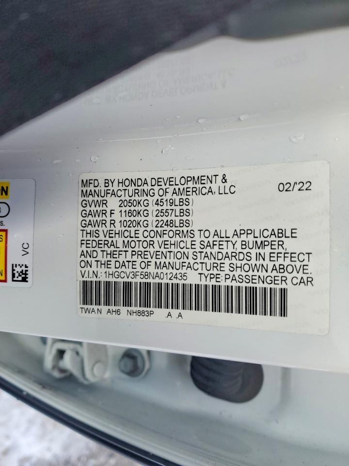 2022 HONDA ACCORD