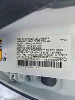 2022 HONDA ACCORD