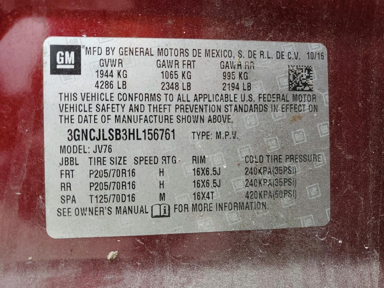 2017 CHEVROLET TRAX