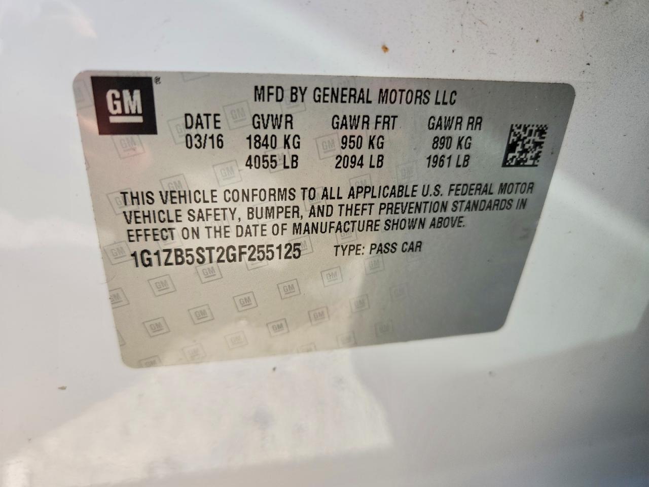 2016 CHEVROLET MALIBU