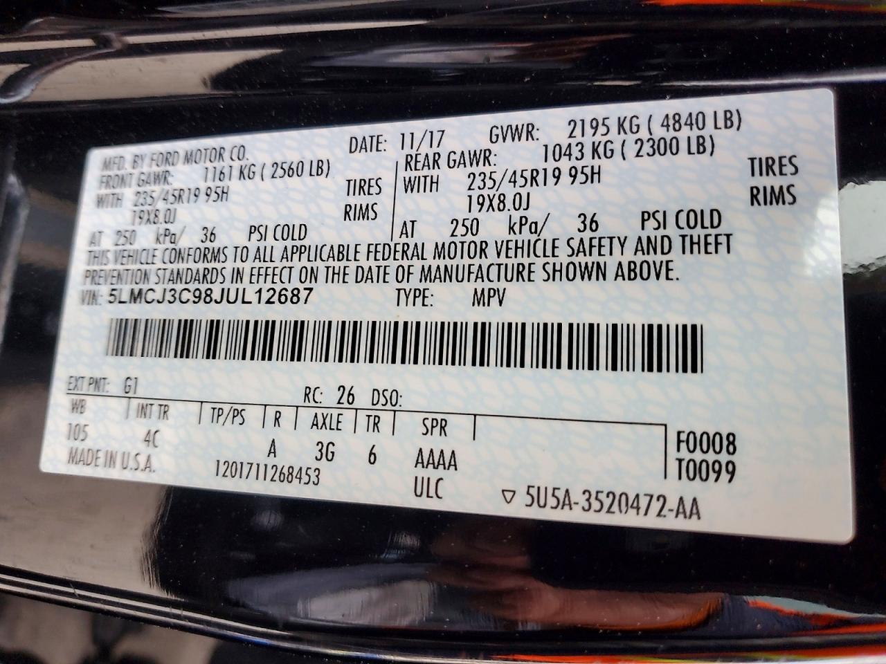 2018 LINCOLN MKC