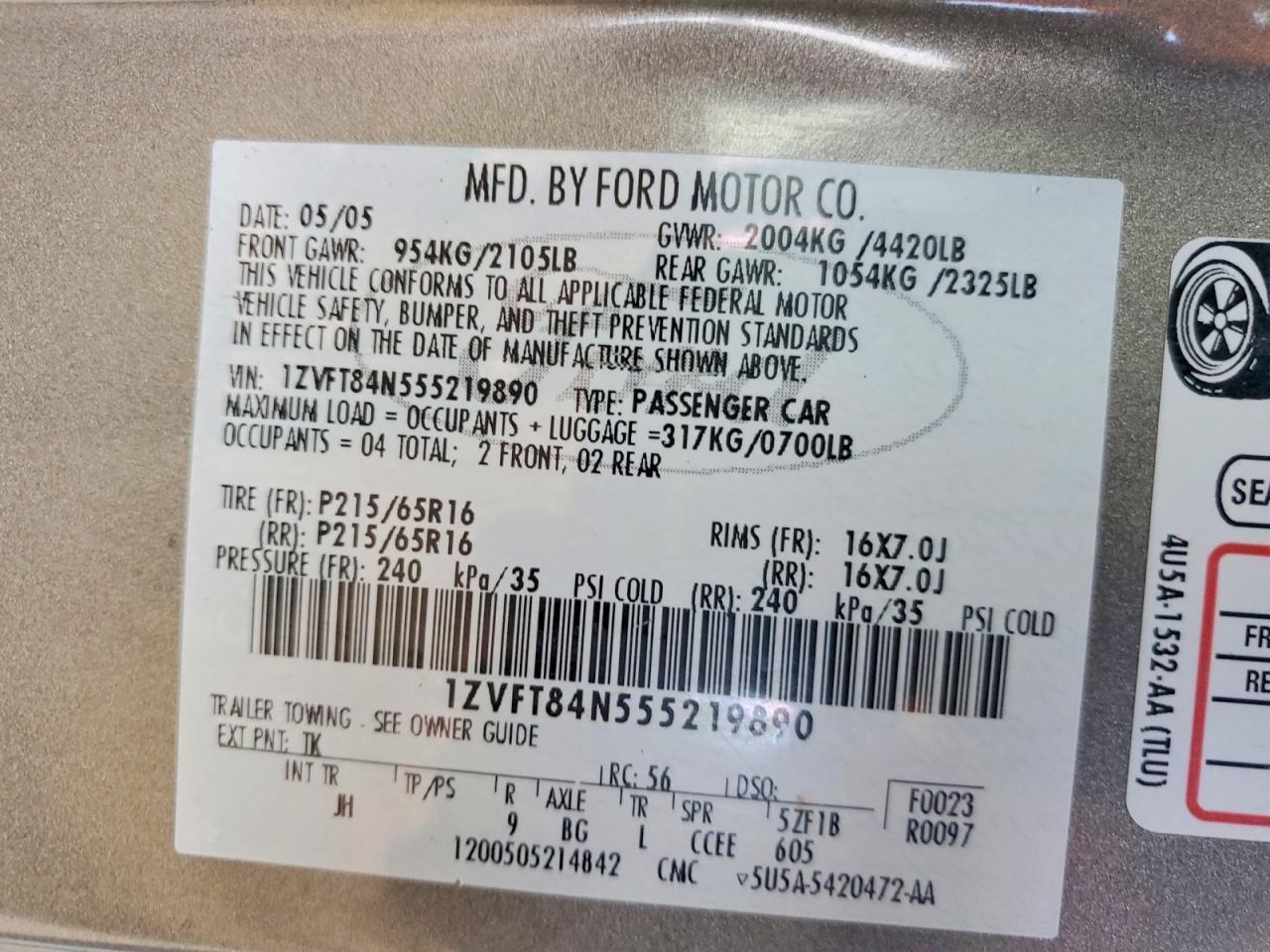 2005 FORD MUSTANG