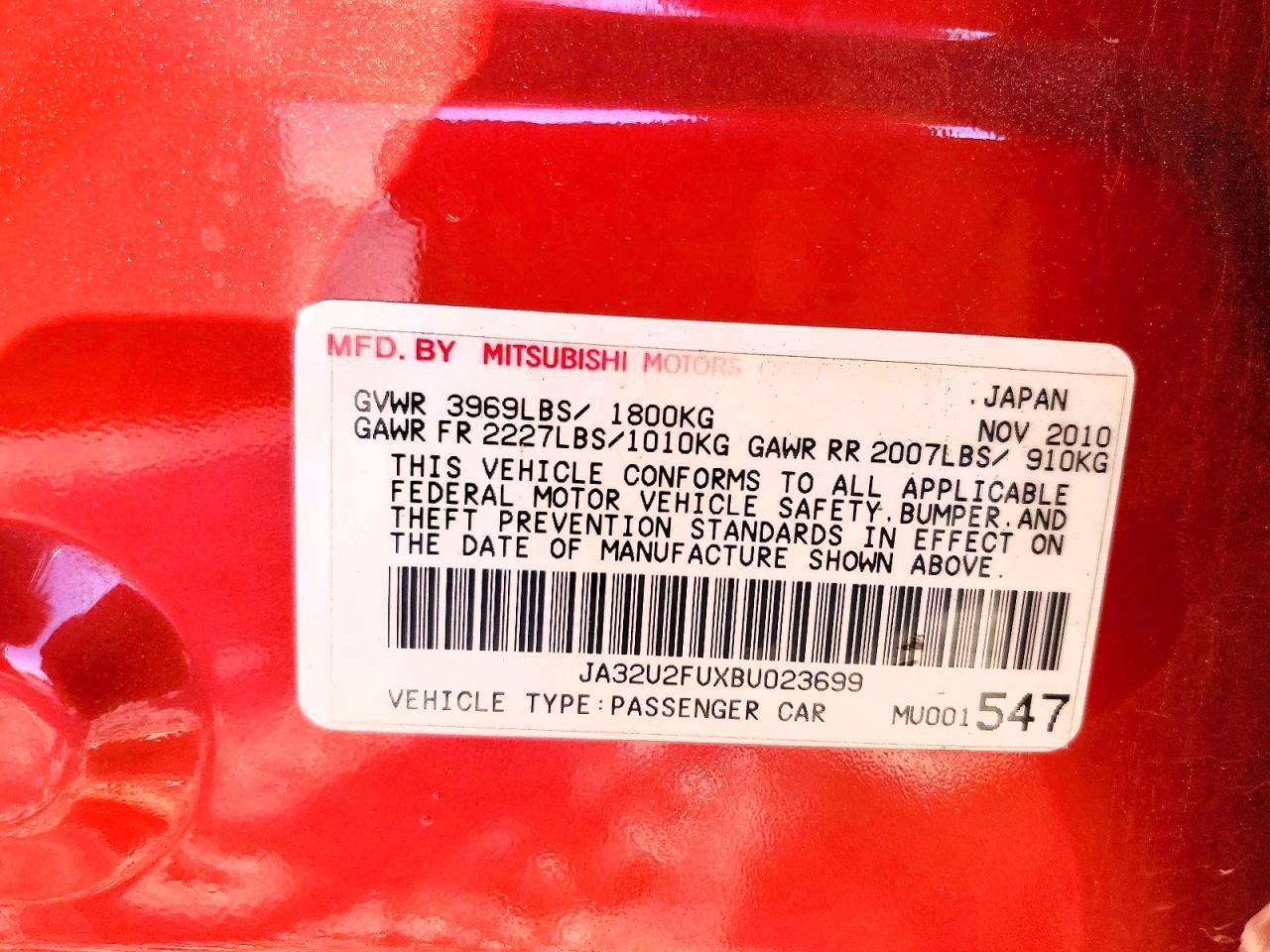 2011 MITSUBISHI LANCER