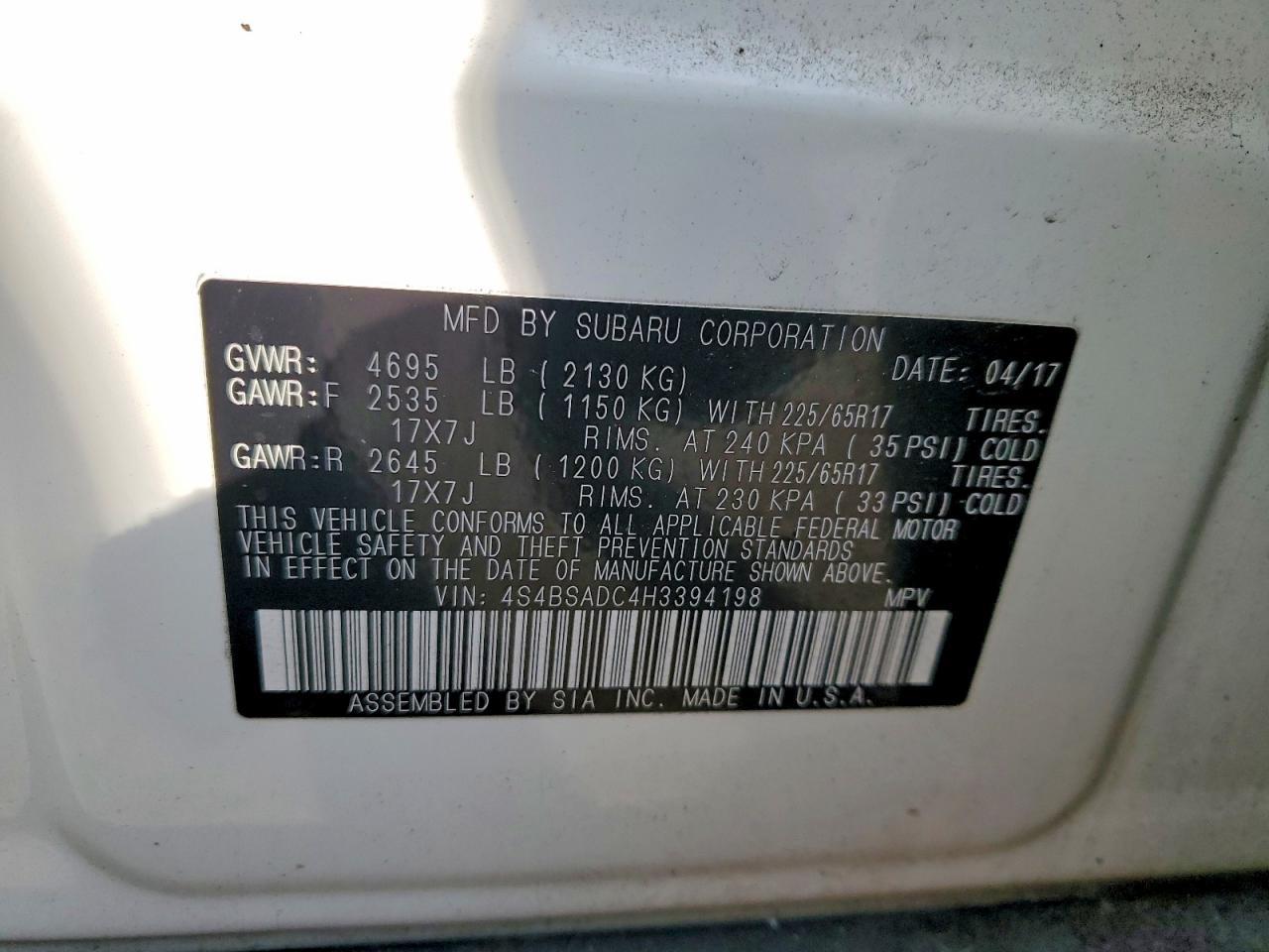 2017 SUBARU Outback