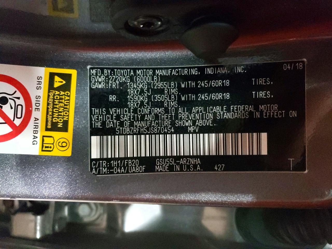 2018 TOYOTA HIGHLANDER