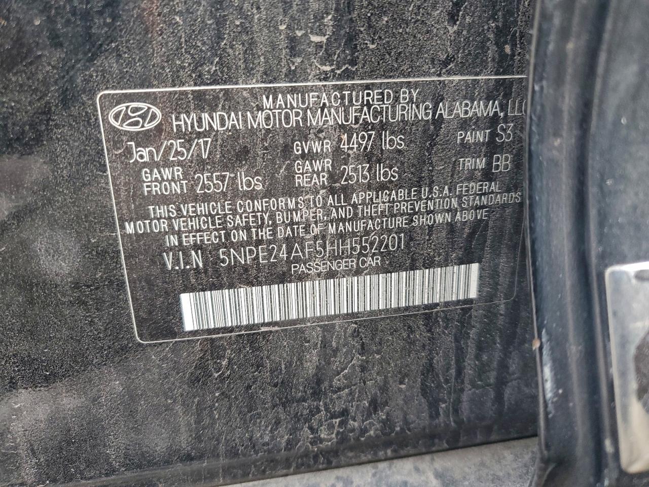 2017 HYUNDAI SONATA