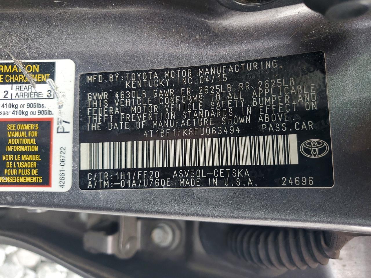 2015 TOYOTA CAMRY