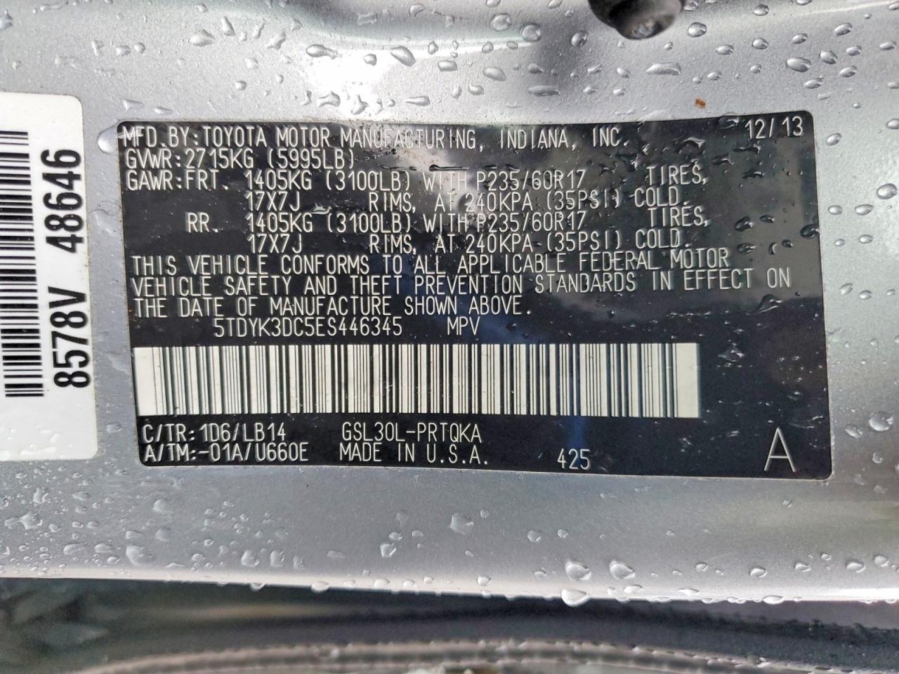 2014 TOYOTA SIENNA