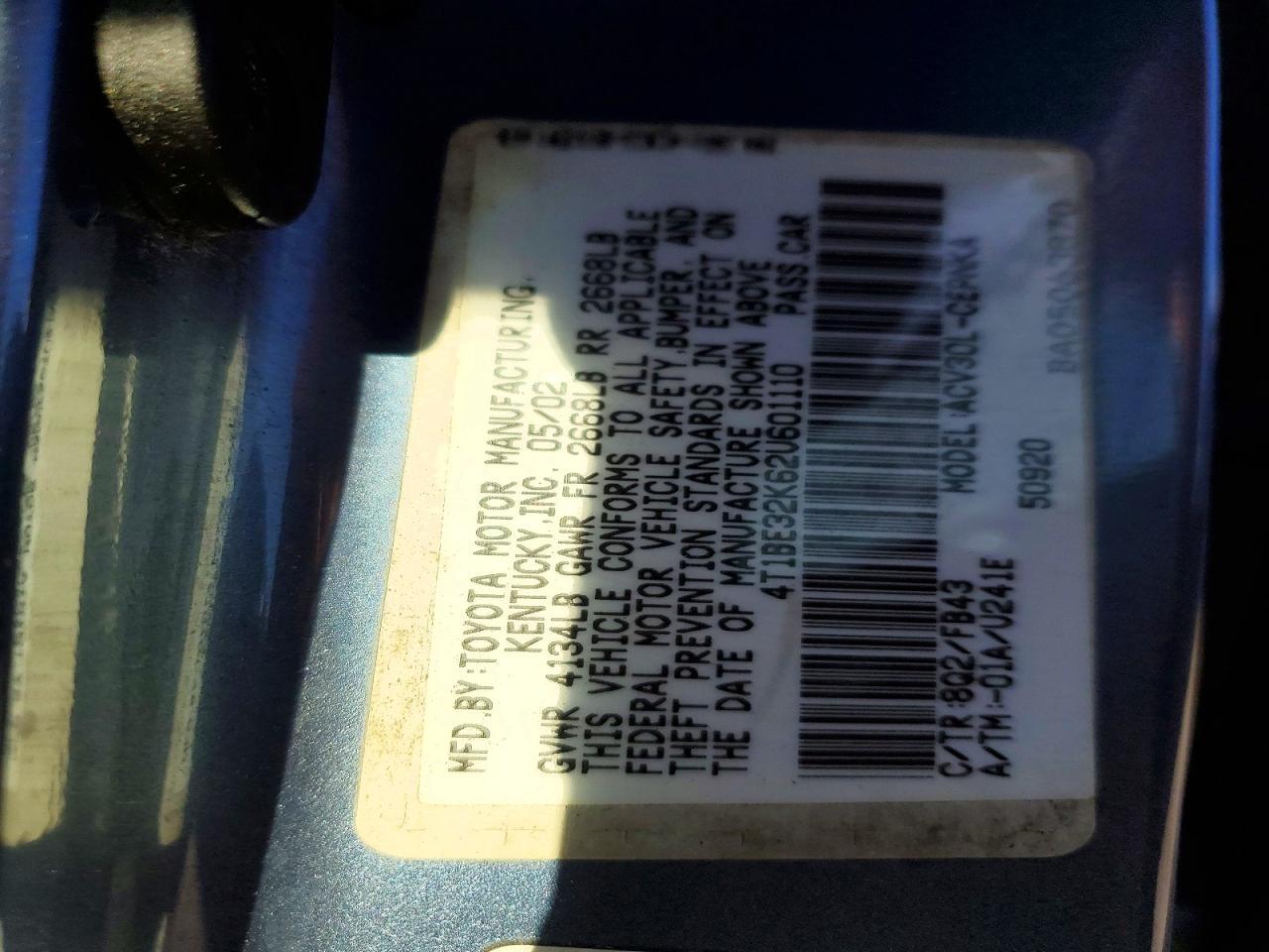 2002 TOYOTA CAMRY