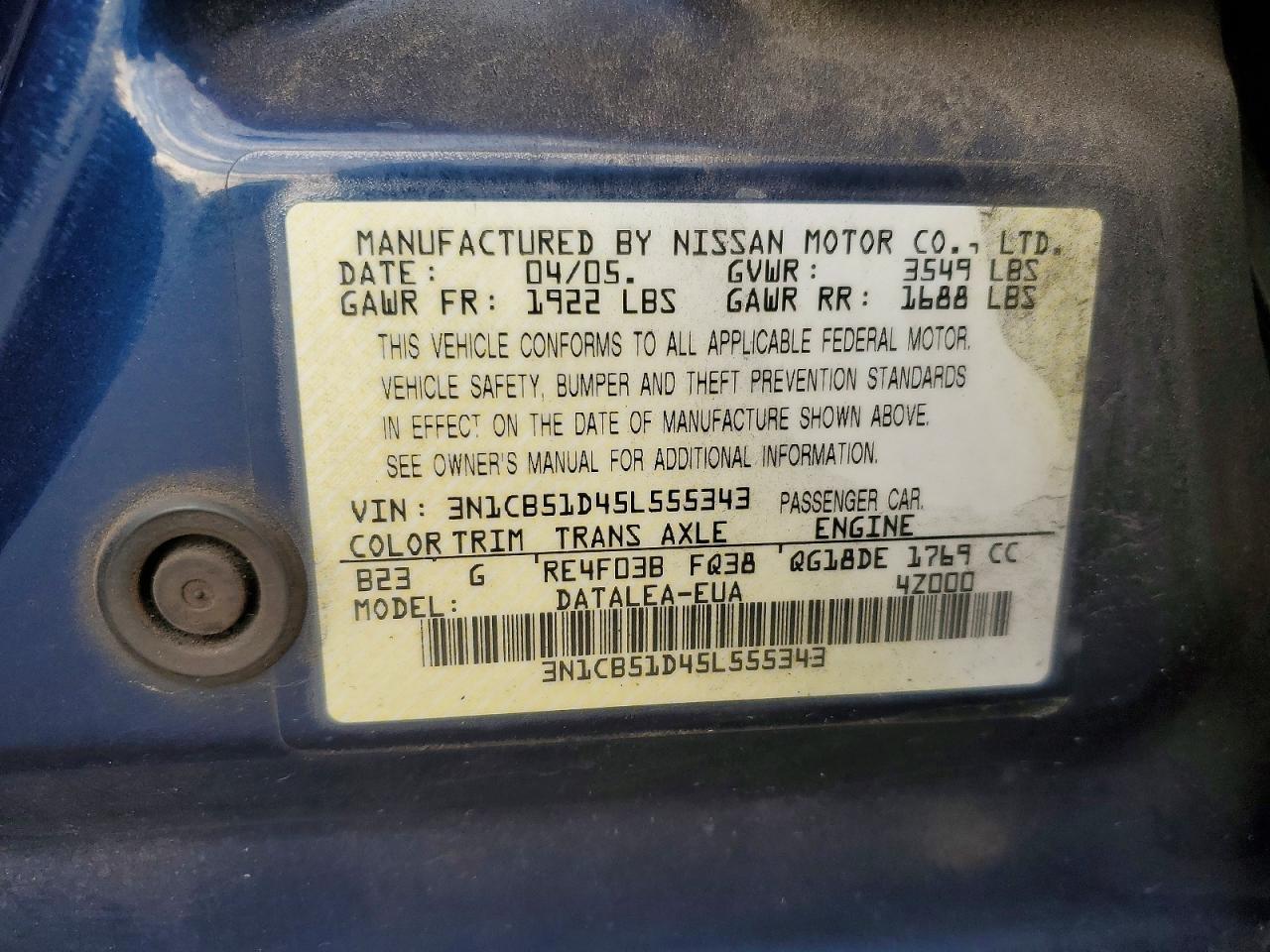 2005 NISSAN SENTRA