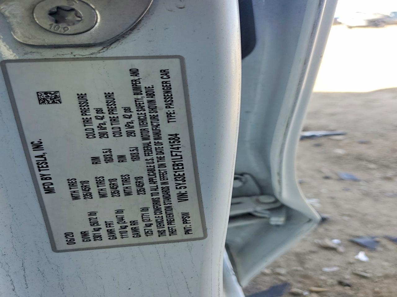 2020 TESLA MODEL 3