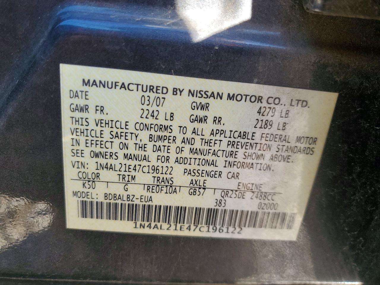 2007 NISSAN ALTIMA