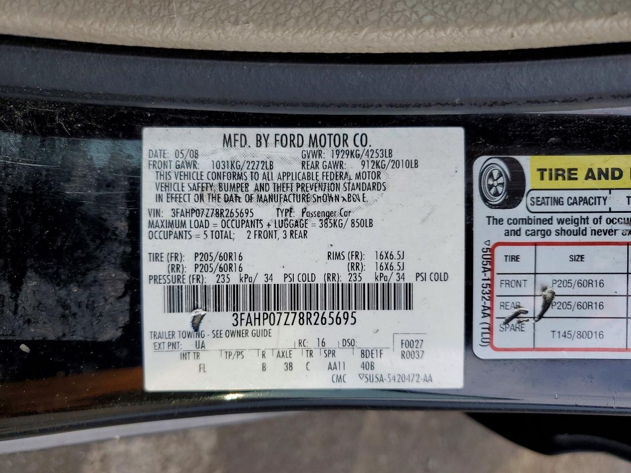 2008 FORD FUSION