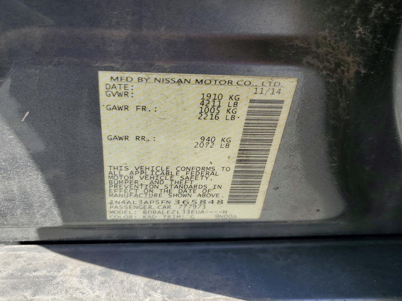 2015 NISSAN ALTIMA
